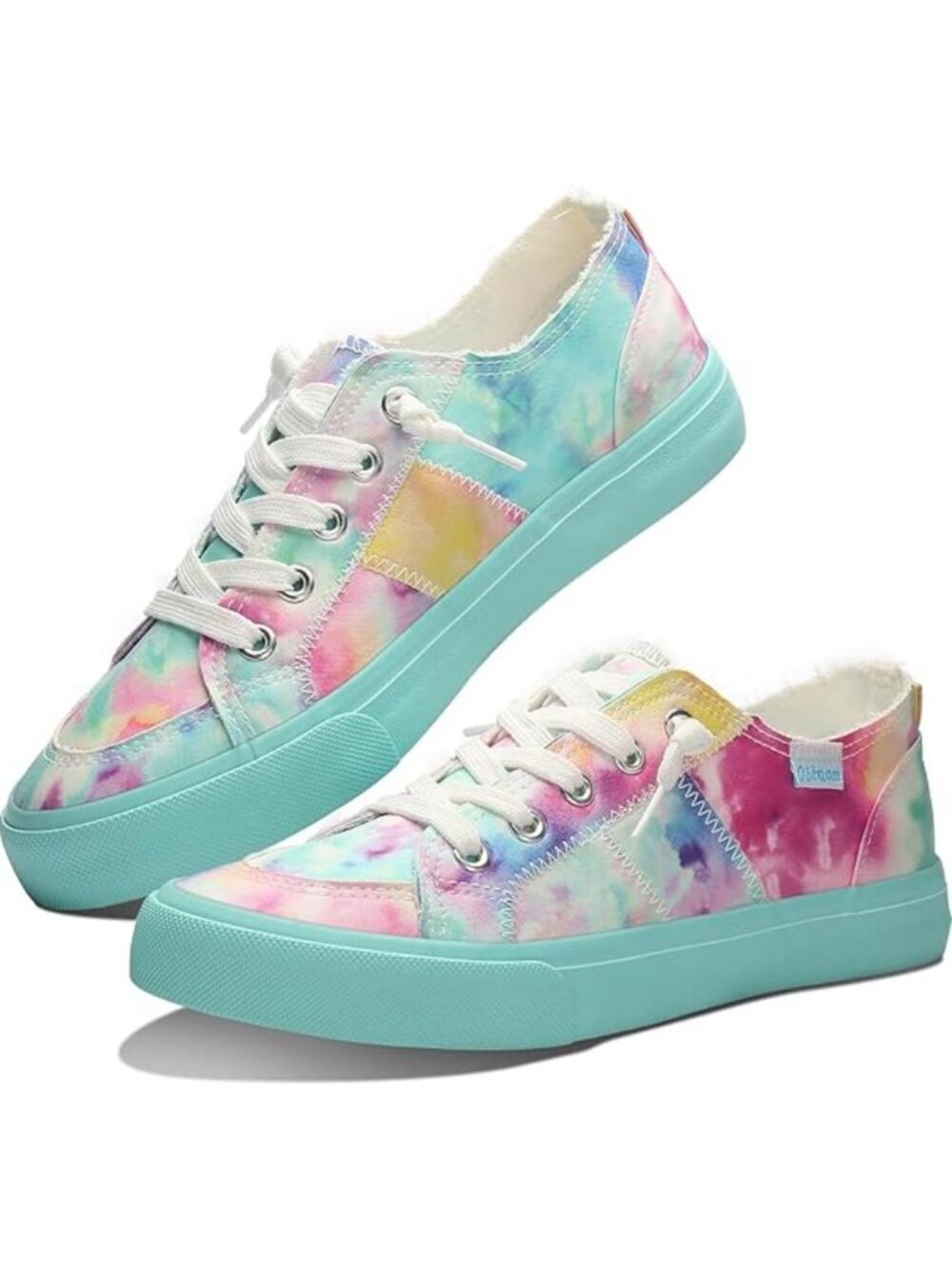 Women's Multi Green Sneaker Washed and Leopard Canvas Slip on Shoes Fashion